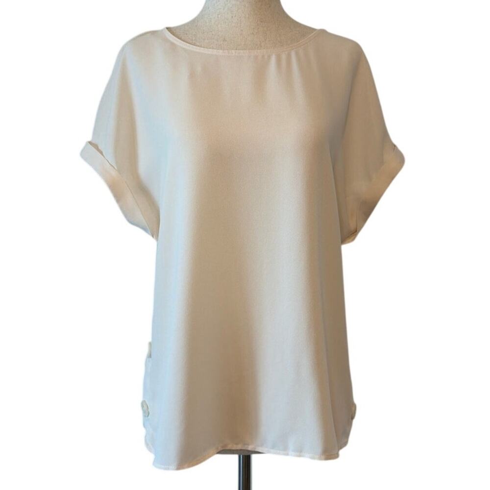 Jones New York Short Sleeve Blouse, Cream, Women’s Small